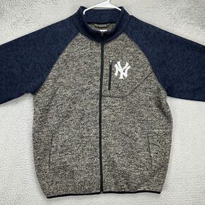 New York Yankees Fleece Jacket Mens Large Gray Full Zip Long Sleeve G-III Sports